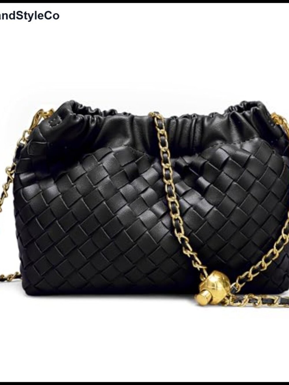Woven Leather Crossbody Bag Ruched Hobo Clutch Adjustable Strap